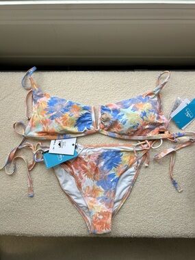 O'Neill Pastel Floral Tie Bikini Top and Bottom